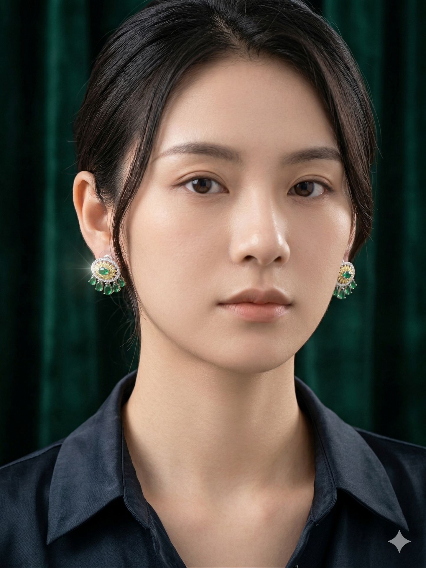 Dreamcatcher Crystal Earrings – Yellow & Green Stones with Sparkling Silver Accents