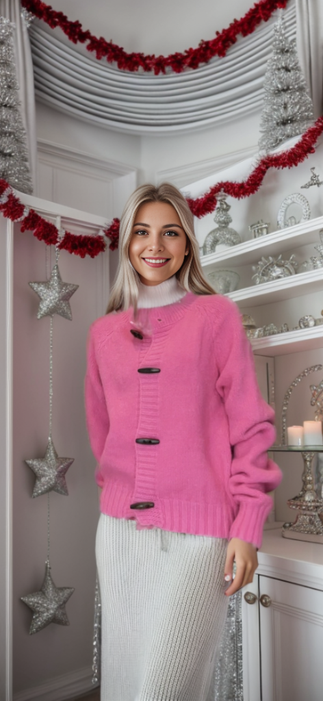 Pink Toggle Button Sweater